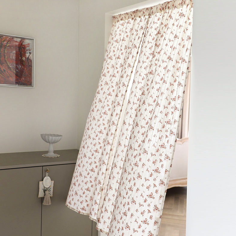 엘레나 워싱 순면 자수 창문 주방 중문 선반 문 가리개 바란스 커튼 A148x40cm