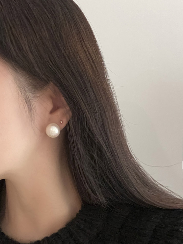 [무배] 셀프러브 코튼 펄 진주이어링 - 은침 오버사이즈 가벼운 매트 오로라 왕진주귀걸이
