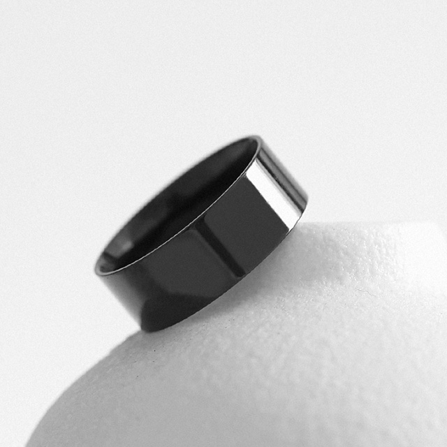 8mm 블랙 심플 모던 써지컬스틸 반지 - 상세 이미지 5