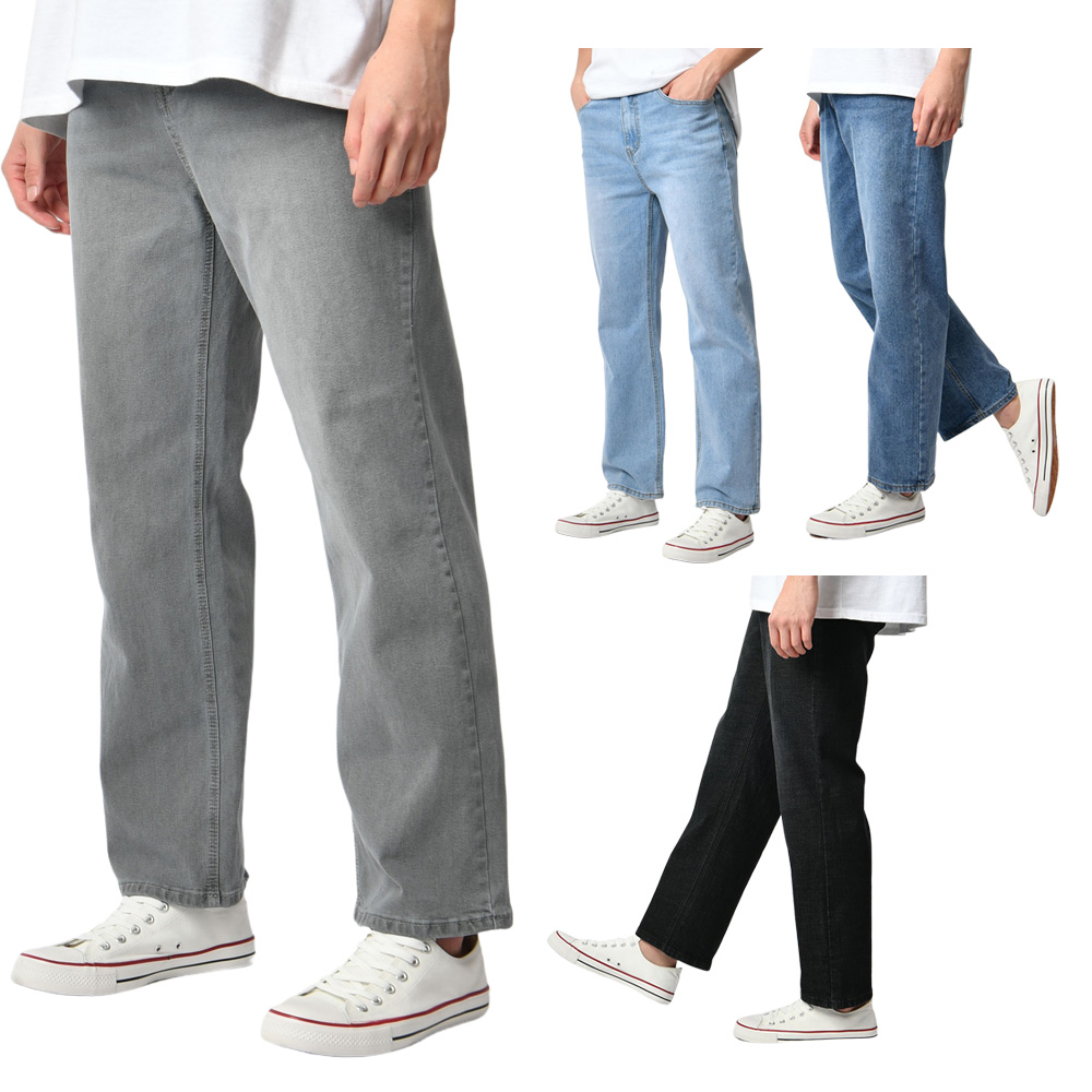 남자 청바지 세미 와이드 시크릿 밴딩 스판 연청 흑청 진청 바지 4컬러
