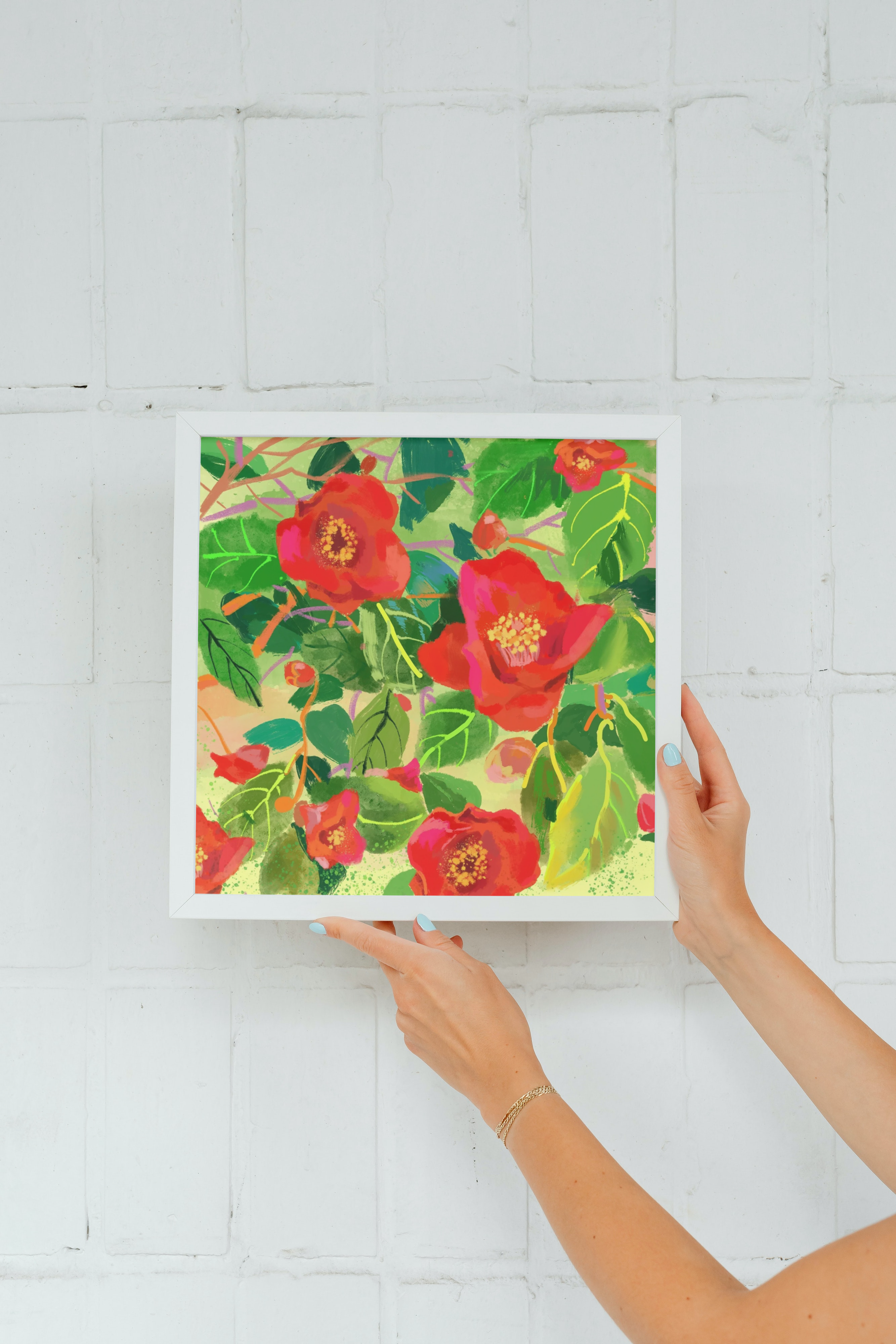동백꽃 정사각형 인테리어 그림 액자 20cm/40cm 이미지 6