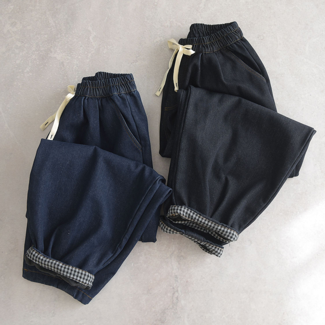 하마마스 기모 밴딩 와이드 배기핏 데님팬츠 미시옷 여성의류 - 상세 이미지 4