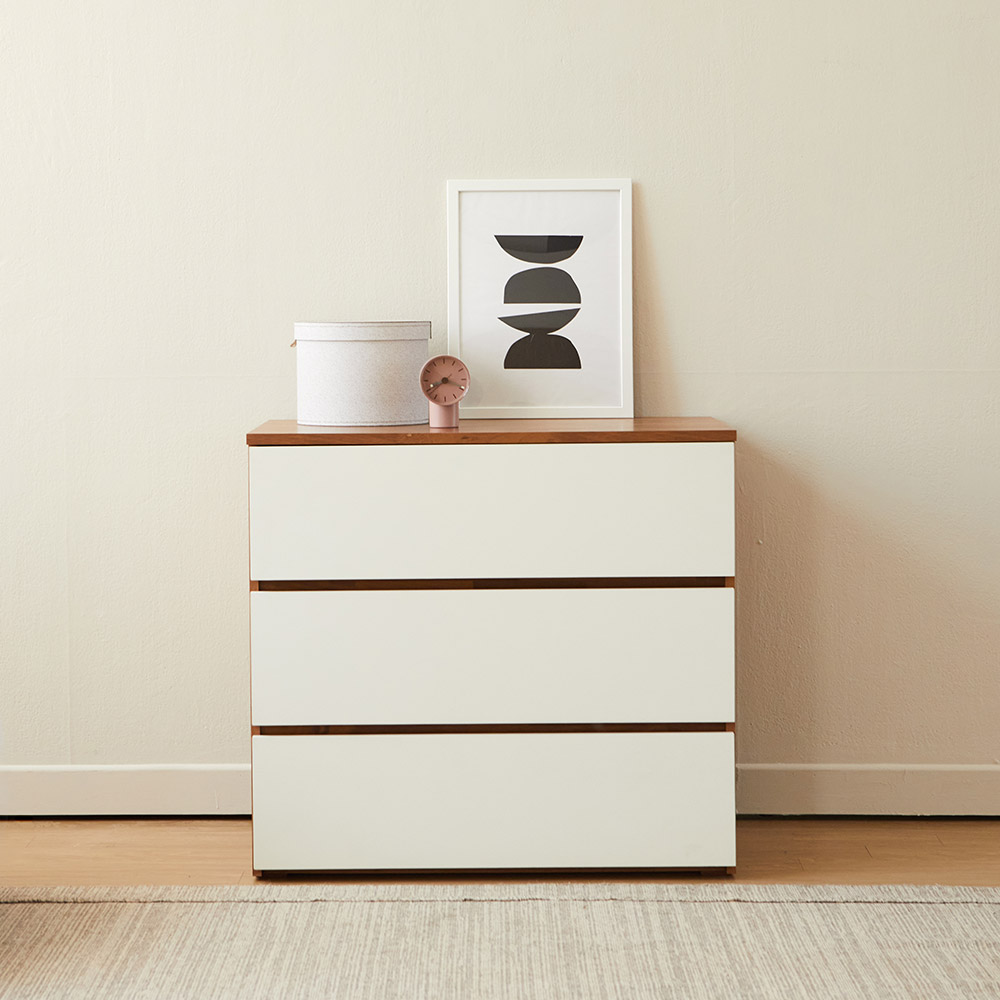 올굿퍼니처 데이브 와이드 슬림 좁은 서랍장 800x500x743mm, 3단, 화이트 - 상세 이미지 3