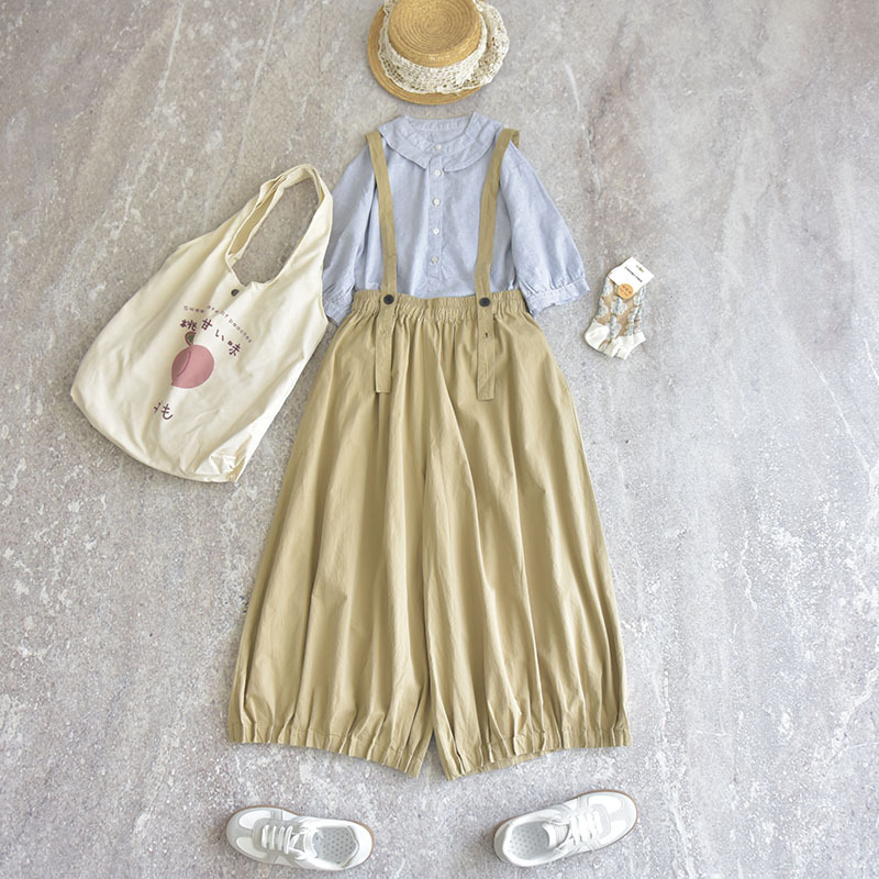 하마마스 9부 배기핏 멜빵바지 미시옷 여성의류 - 상세 이미지 3