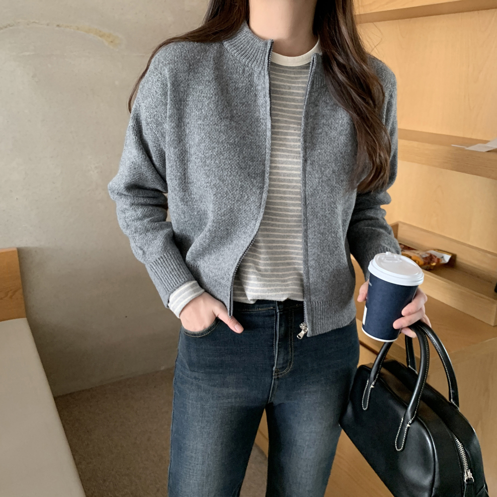부드러운 루즈핏 여성 니트 집업 울 카디건 집업 여자 니트 가디건 가을 겨울