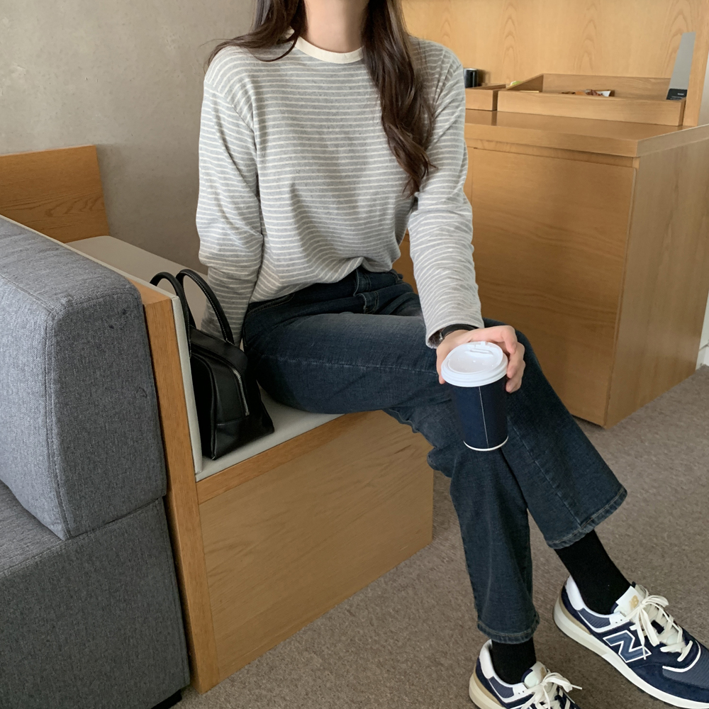 겨울 하이웨스트 흑청 데님 밴딩진 여자기모청바지 일자 흑청바지 키작녀 블랙진 진청바지 - 상세 이미지 2