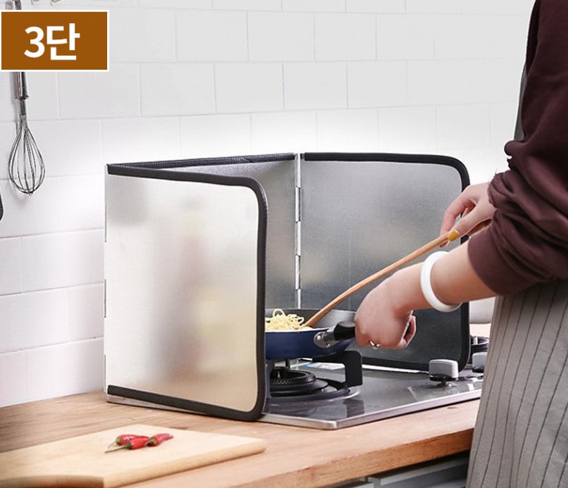 가스렌지 가림막 기름튐방지 가드 버너 바람막이 스테인레스 3단 - 상세 이미지 5