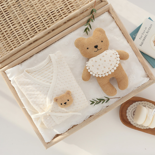 오가닉 루루 아기 곰 배냇저고리 만들기 세트 태교바느질 DIY 사계절용 여름 선택 - 상세 이미지 5