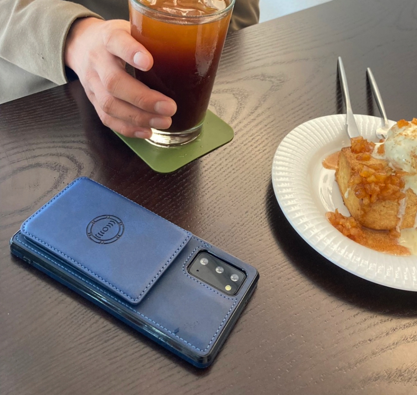 카드 케이스 지갑 가죽 범퍼 다크브라운, 갤럭시S22플러스 - 상세 이미지 5