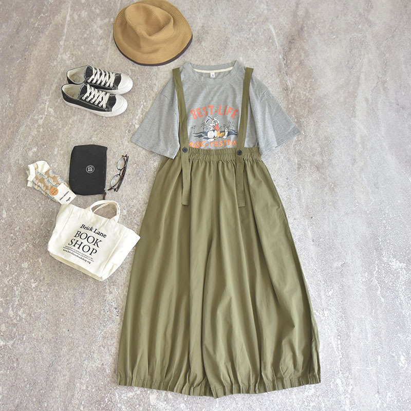 하마마스 9부 배기핏 멜빵바지 미시옷 여성의류 - 상세 이미지 2