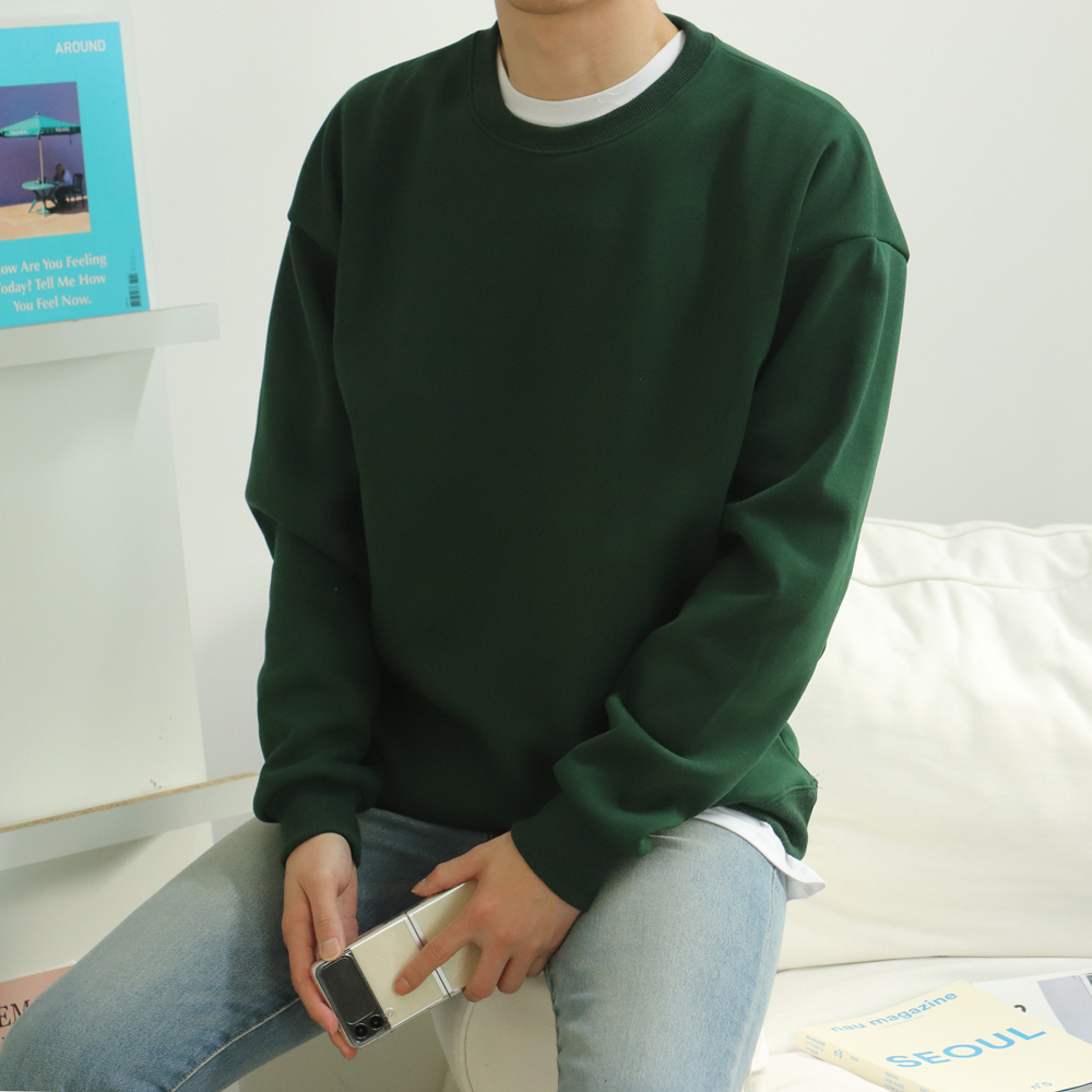 남자기모맨투맨 남자티셔츠 오버핏 특양면 커플맨투맨 이미지 2