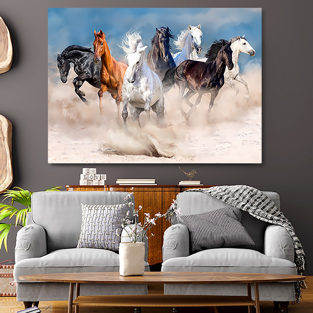 말 그림 액자 백마도 팔마도 캔버스 포스터 A4