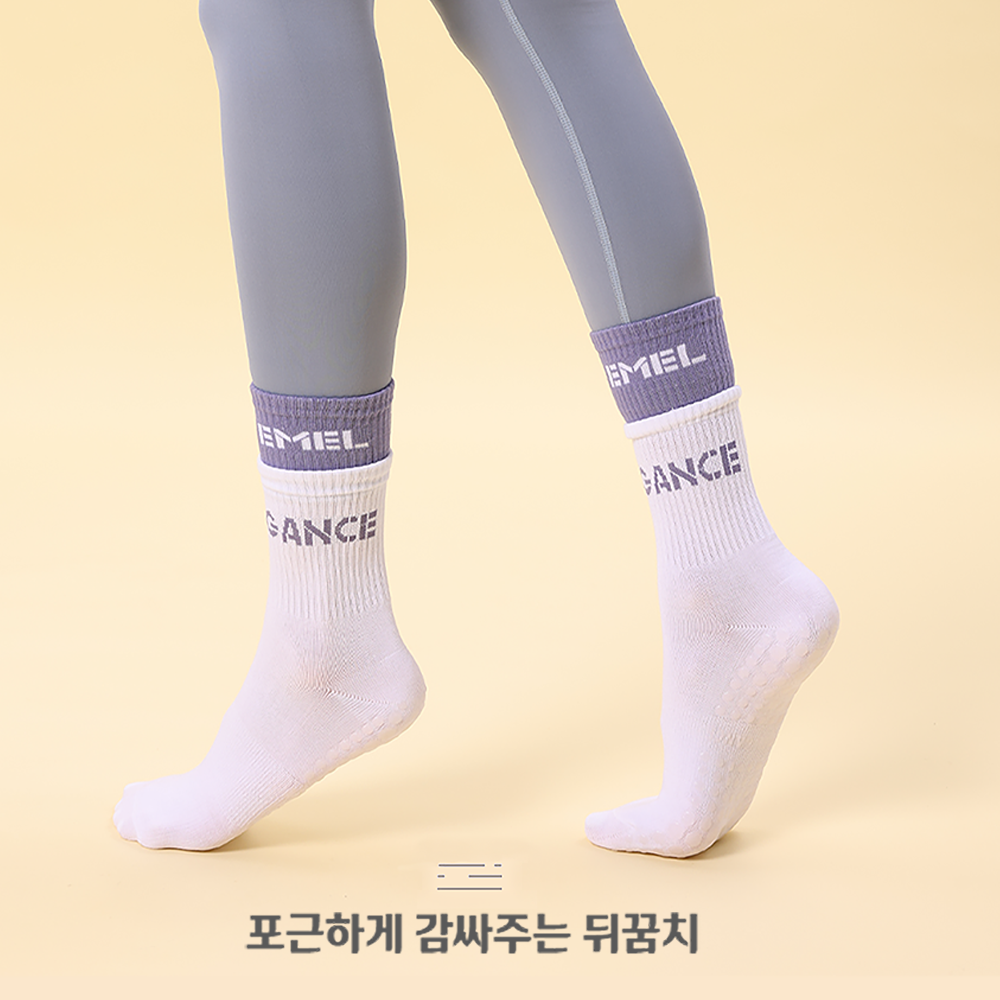 에멜강스 LOGO 이중밴드 필라테스 양말 요가 삭스 논슬립 미끄럼방지 롱삭스 - 상세 이미지 3