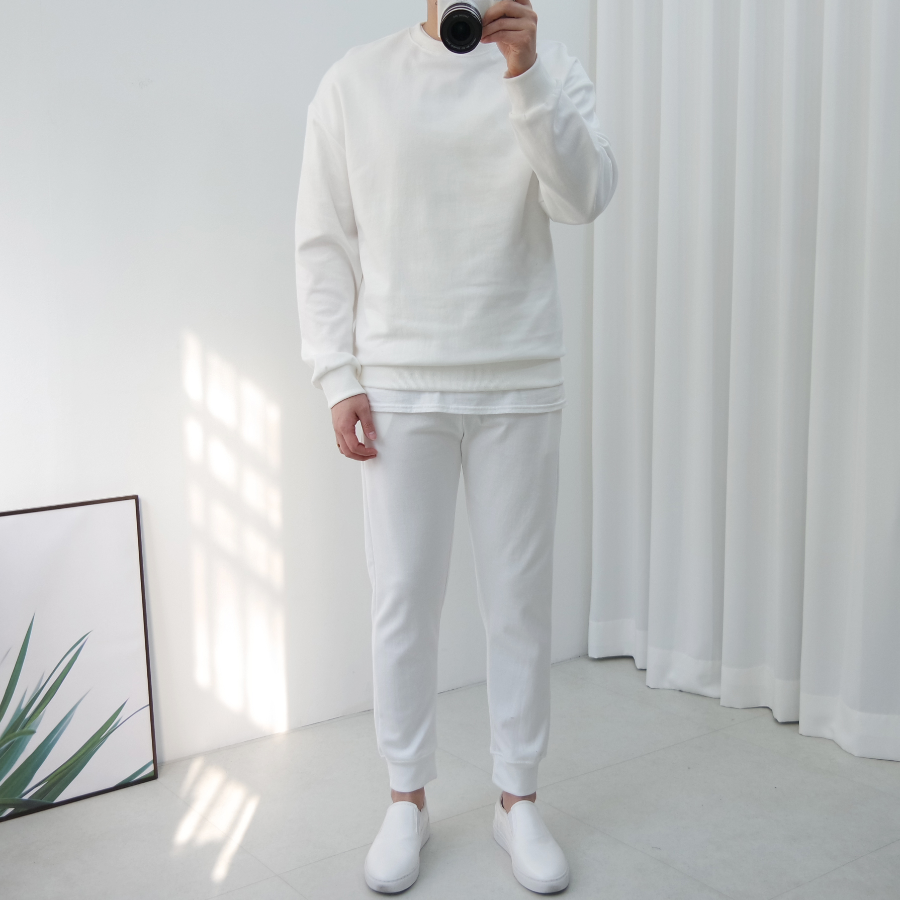 남자 무지 트레이닝 세트 봄 가을 겨울 기모 트레이닝복 츄리닝 런닝복 세트 - 상세 이미지 2