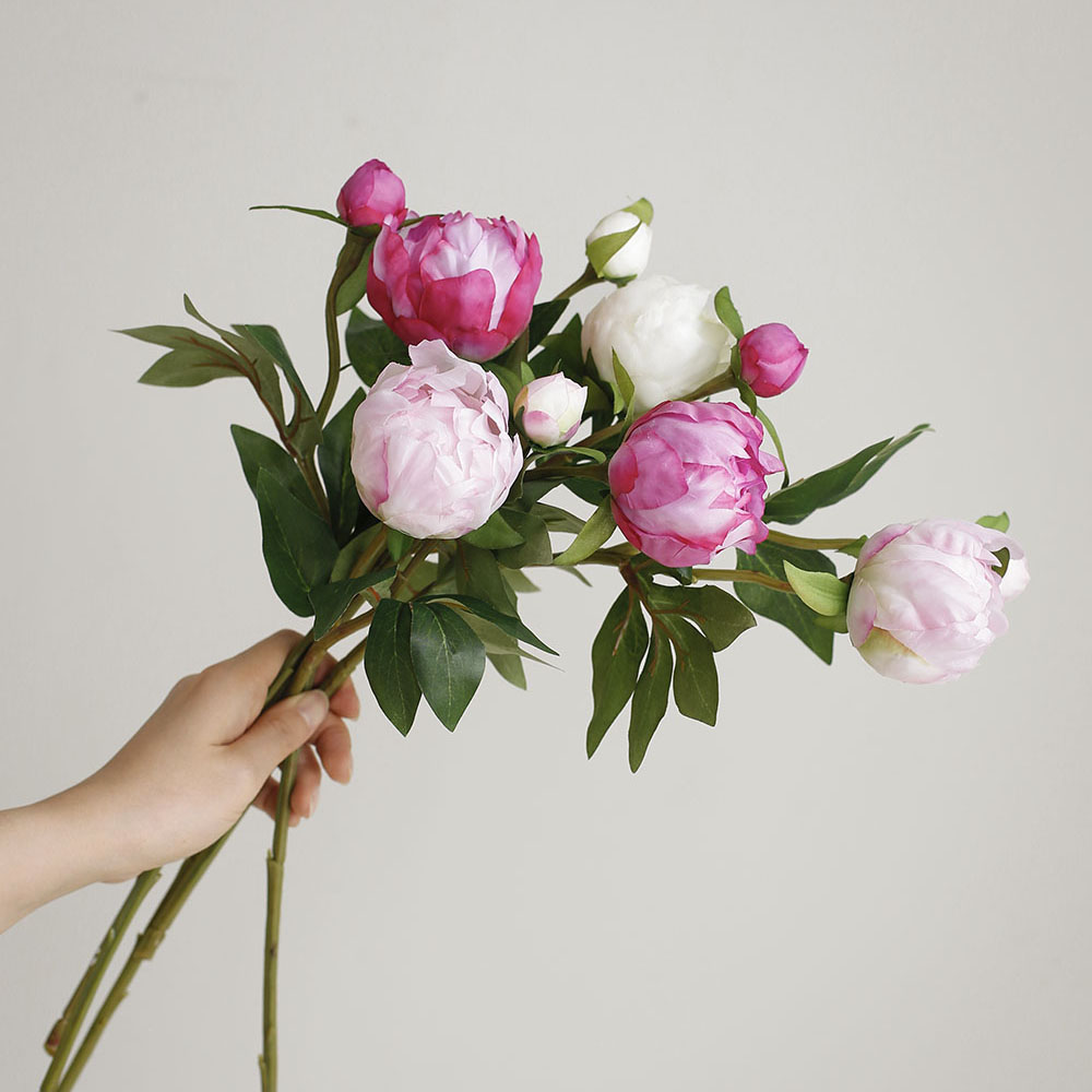 수입 작약 봉우리 실크 플라워 조화 인테리어 꽃병 화병 장식 소품 이미지 4