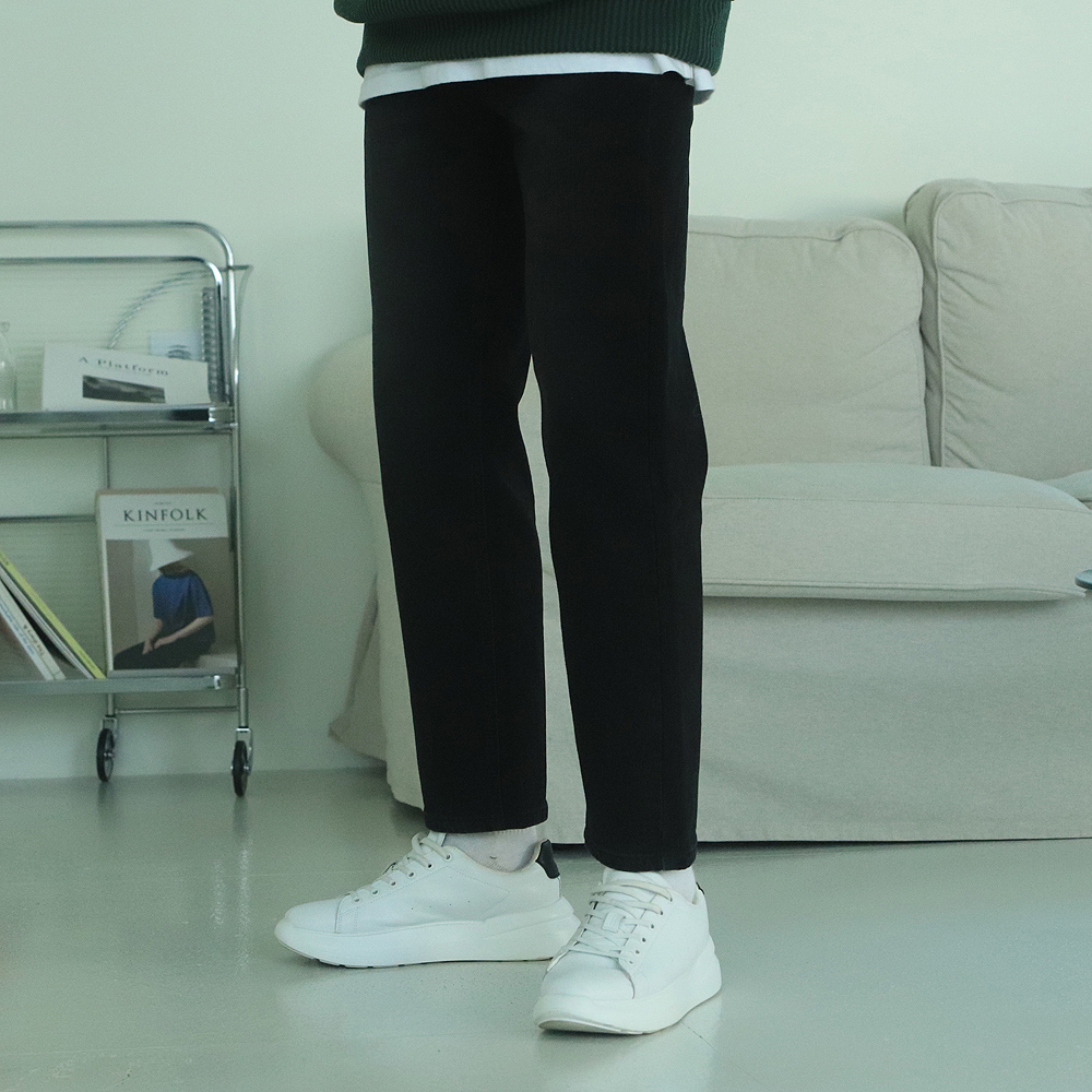 남자청바지 테이퍼드핏 히든밴딩 팬츠 남자기모청바지 이미지 4