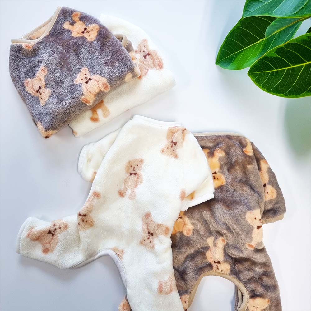 강아지 옷 곰돌이 수면 잠옷 올인원 조끼 S-2XL - 상품 이미지