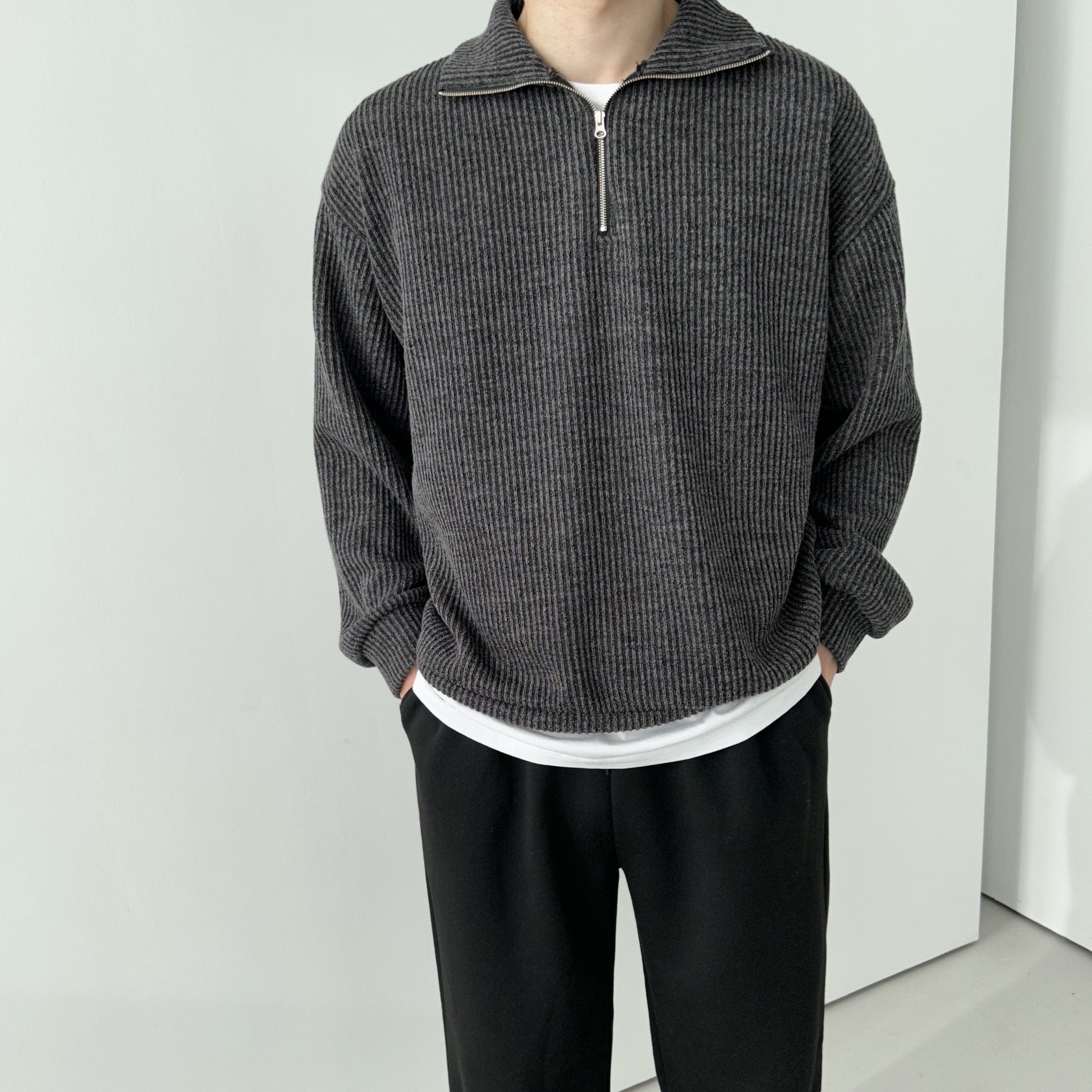 남자 반 집업 니트 남자골지니트 이미지 4