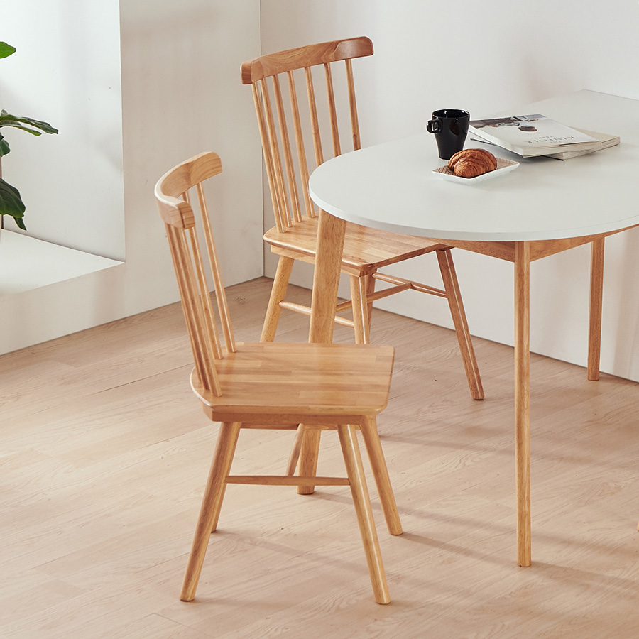 이노센트 엔젤라 반원 고무나무 원목 식탁 의자 i103709