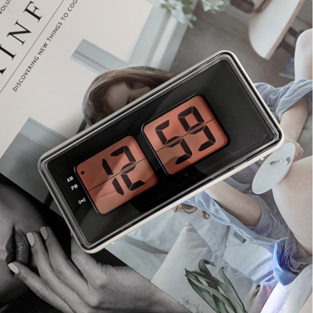 이코노미쿠스 레트로 무소음 건전지 전자 탁상 시계 알람시계 디지털 플립 미니 snooze