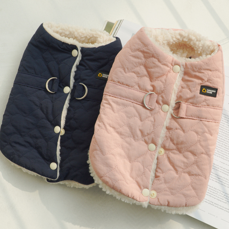 초코펫하우스 강아지패딩 하네스 강아지옷 산책왕 패딩 S