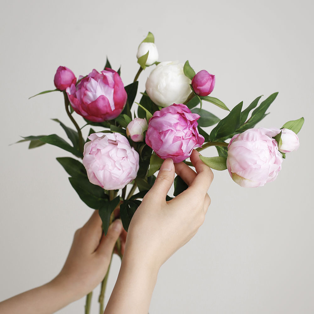 수입 작약 봉우리 실크 플라워 조화 인테리어 꽃병 화병 장식 소품 이미지 3
