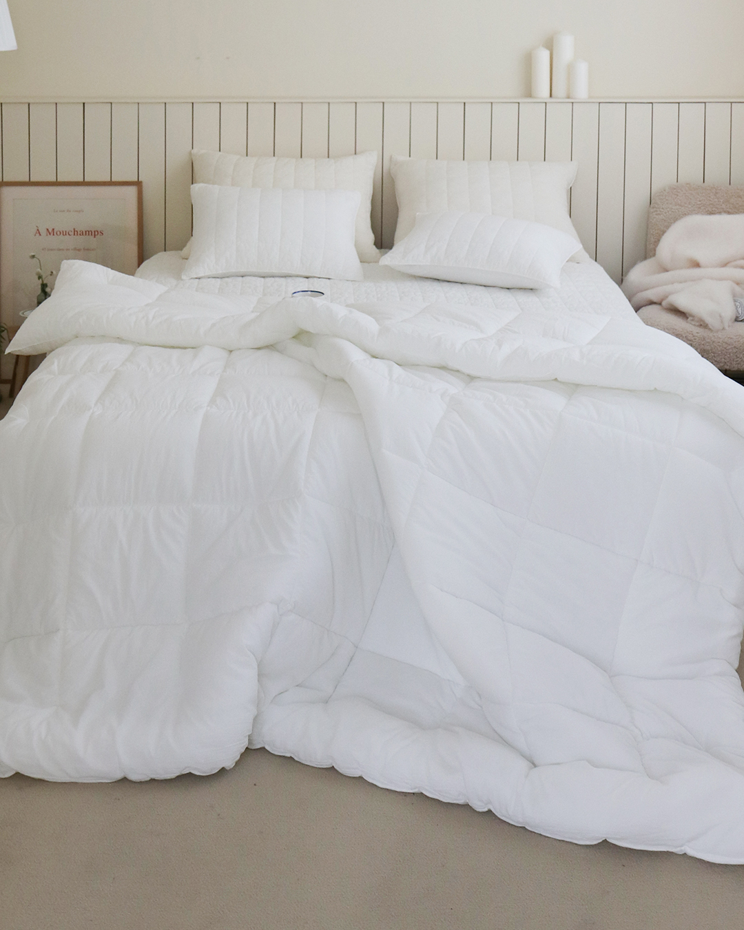 [네이버 단독] 모제무드 무형광 오가닉 순면 사계절 피그먼트 차렵이불 침구 세트 SS