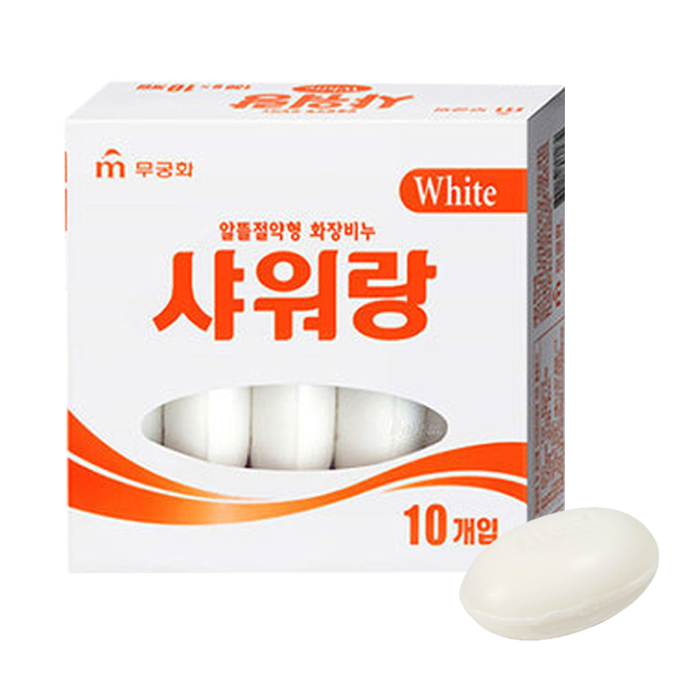 무궁화 샤워랑 비누 화이트 플로랄 10개입 알뜰비누 목욕비누 업소용비누 목욕탕비누 샤워비누 세수비누 - 상품 이미지