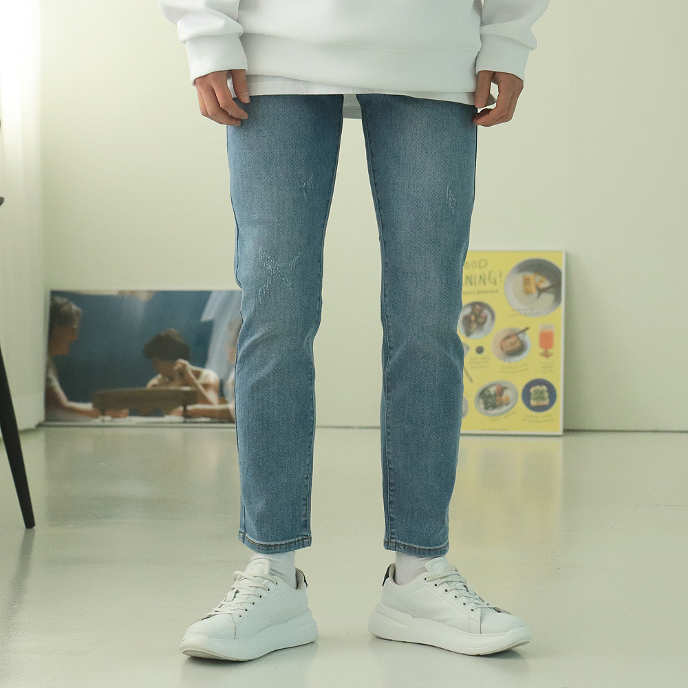 남자청바지 빅사이즈 허벅돼 밴딩 9부 청바지 이미지 3