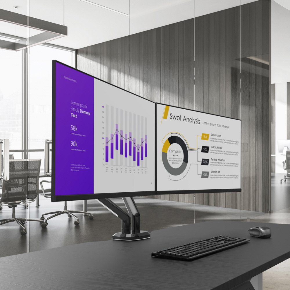 AMA2D 셀프밸런스 듀얼 모니터암