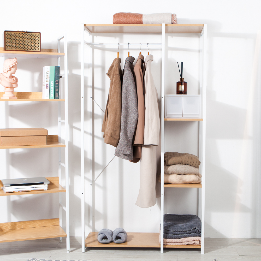 루미안 조립식 철제 드레스룸 선반 옷걸이행거 90