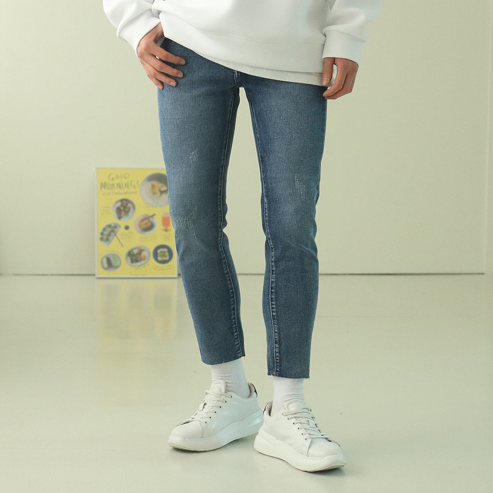 남자청바지 빅사이즈 남자 9부 청바지 - 메인 이미지