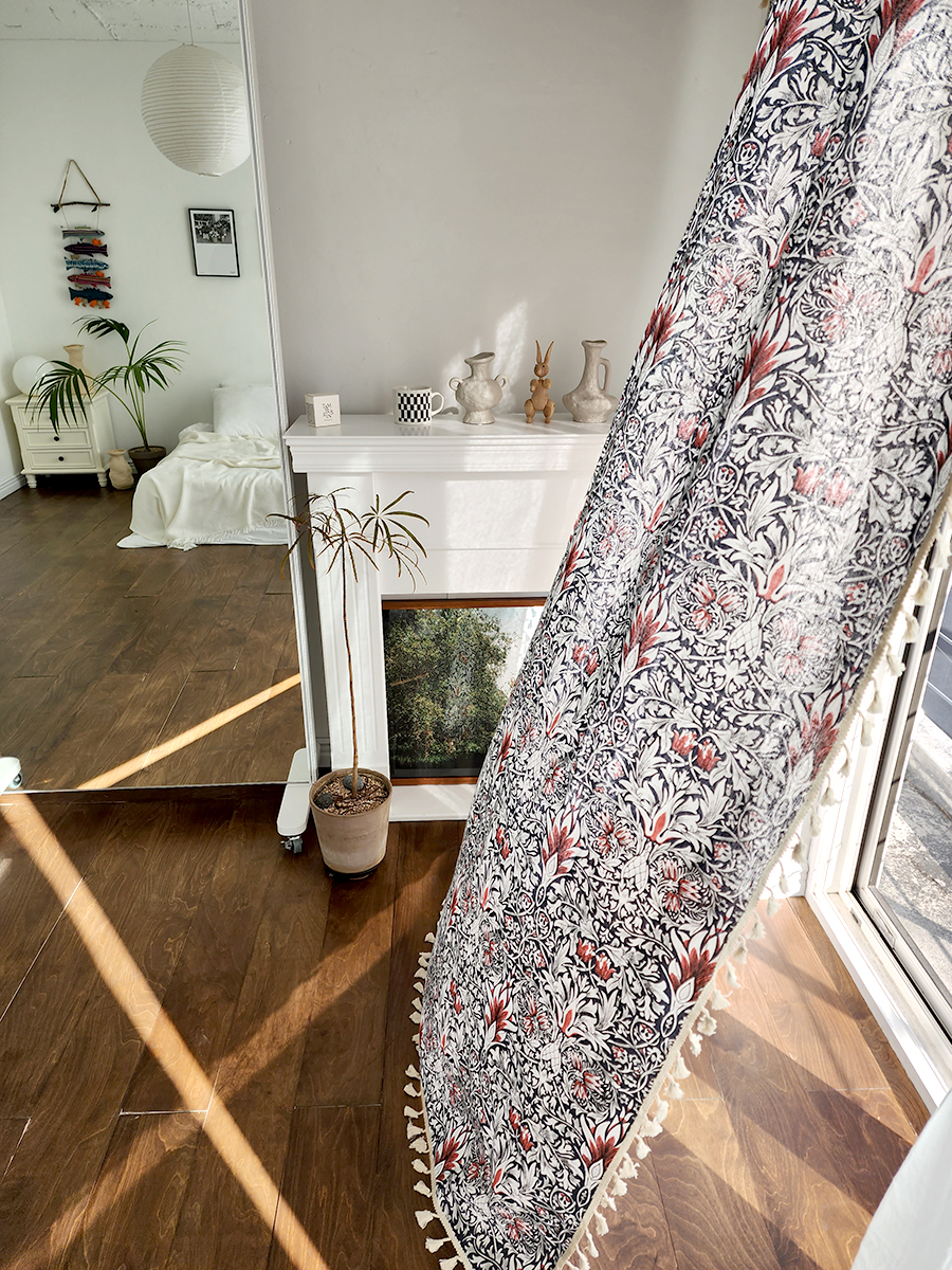 블랑쉬 레드 붓 꽃 술 린넨커튼150x240(1p) - 상세 이미지 5