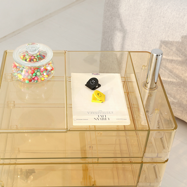 빙그리 회전서랍 트롤리 5단 투명옐로우 8128.1812