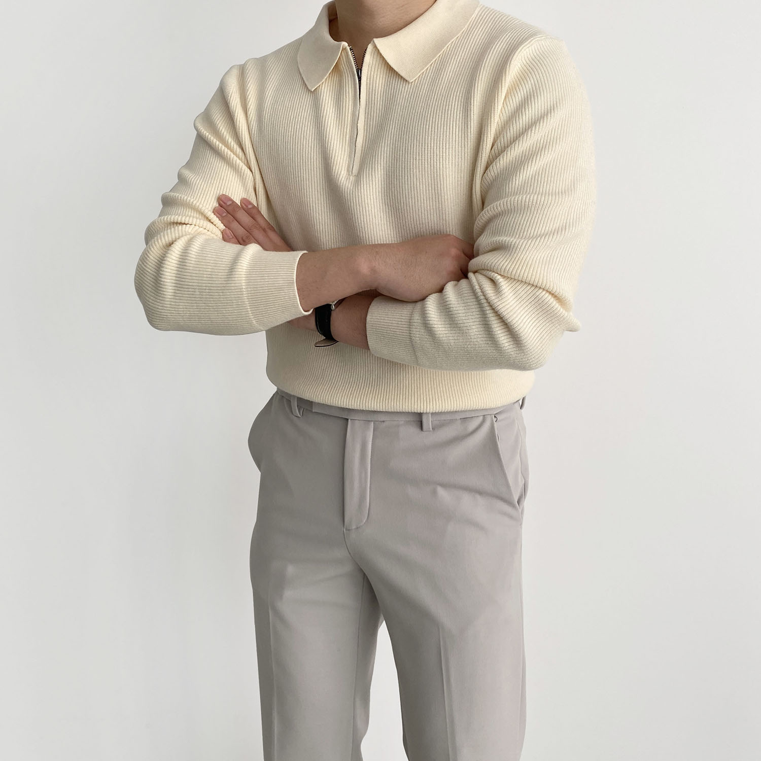 남자반집업니트 워셔블니트 이미지 7