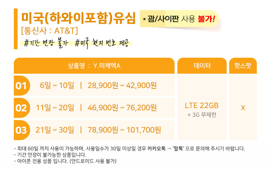 미국유심 하와이 캐나다 5G 티모바일 무제한 통화1일 유심칩 인천공항 멕시코 로밍전화 - 상세 이미지 5