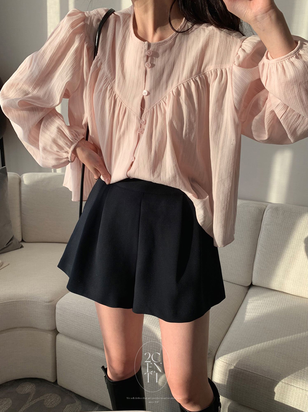 노벨라 핀턱 플레어 숏 팬츠 (3color) 미니 반바지 하프 봄 키작녀 - 상세 이미지 2