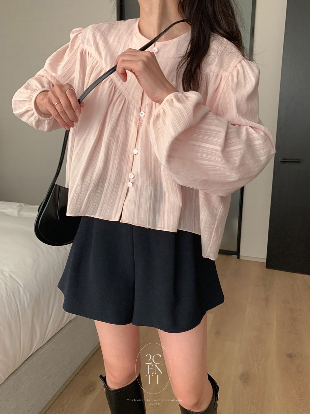 노벨라 핀턱 플레어 숏 팬츠 (3color) 미니 반바지 하프 봄 키작녀 - 상세 이미지 5