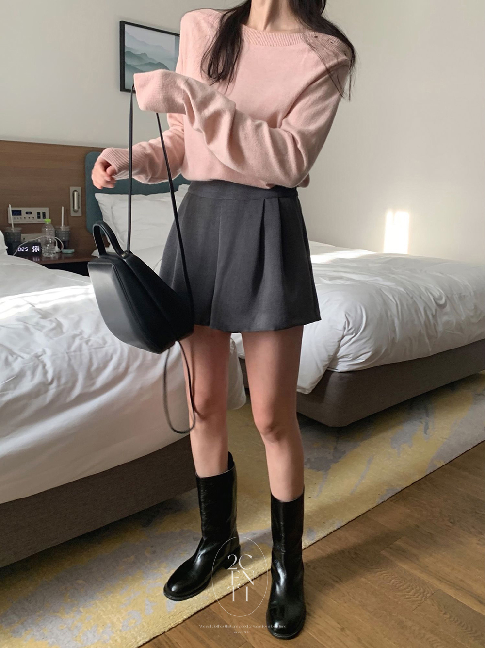 노벨라 핀턱 플레어 숏 팬츠 (3color) 미니 반바지 하프 봄 키작녀 이미지 6