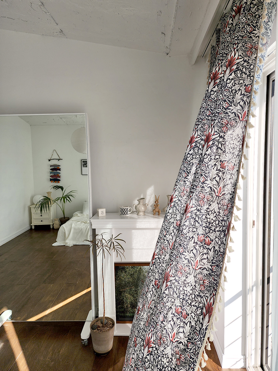 블랑쉬 레드 붓 꽃 술 린넨커튼150x240(1p) - 상세 이미지 4