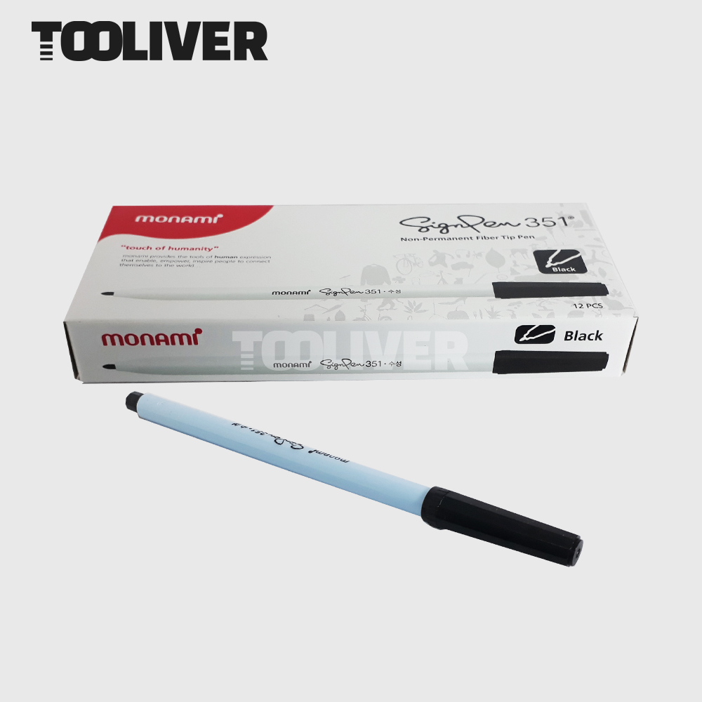 모나미 검정 수성싸인펜 351 12p 제품 이미지