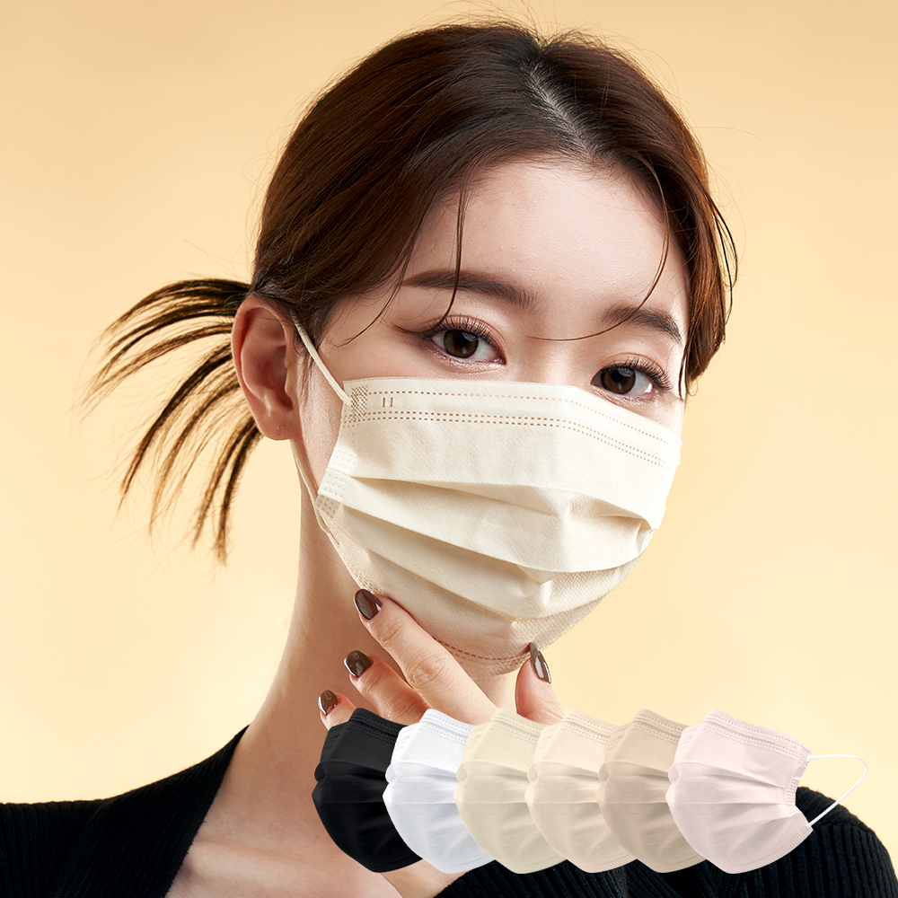 바른 덴탈마스크 대형 중형 일회용 컬러 마스크 연베이지 50매 + 50매