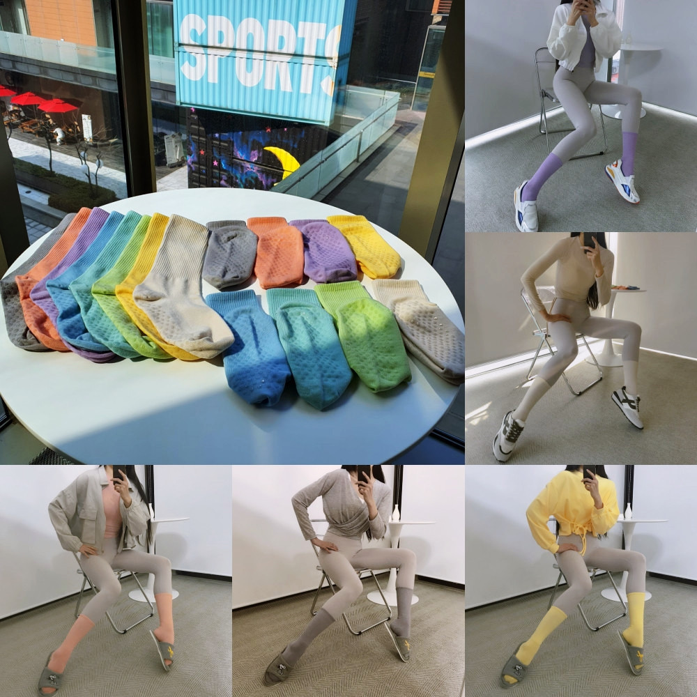 로라벨 무드 필라테스양말 요가양말 논슬립 토삭스 미끄럼방지 홈트 니삭스 댄스 무용 롱삭스