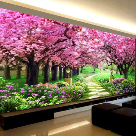 [해외]실십자수 벚꽃 흐드러진 가로수 산책로 대형 십자수 세트 패키지 DIY만들기