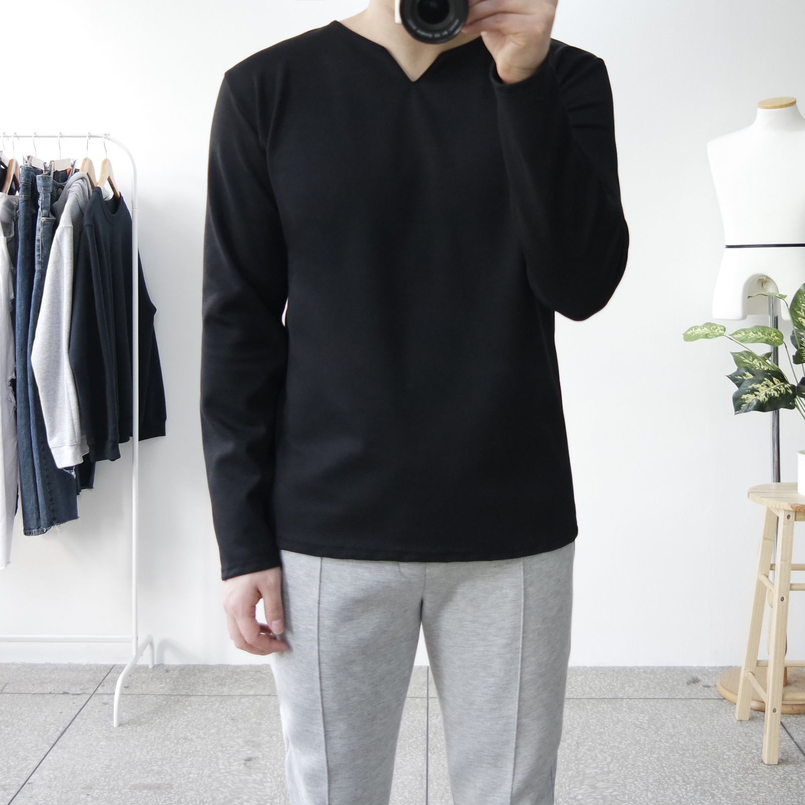 V트임 헨리넥 긴팔티셔츠 M~5XL 빅사이즈 이미지 2