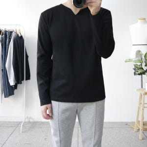 V트임 헨리넥 긴팔티셔츠 M~5XL 빅사이즈 착용 후기 | 사이즈/핏 총정리 - 상품 이미지 2