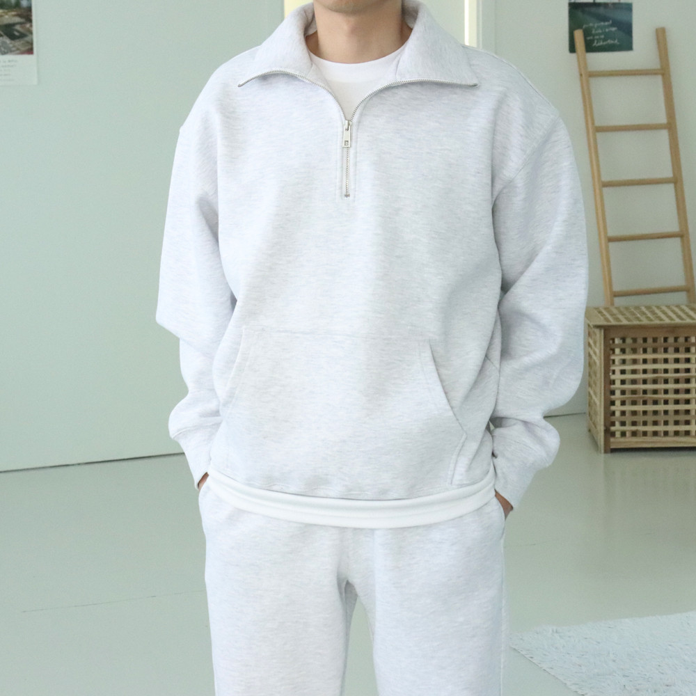 남자맨투맨 남자 반집업 아노락 오버핏 맨투맨 - 상세 이미지 2