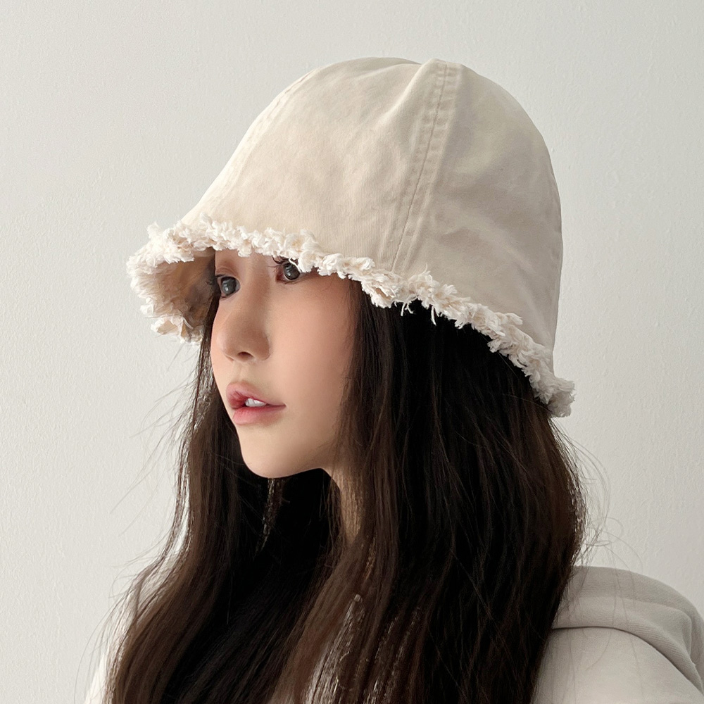 코튼 면 워싱 아이유 벙거지 여성 연예인 버킷햇 모자 공항패션 - 상품 이미지