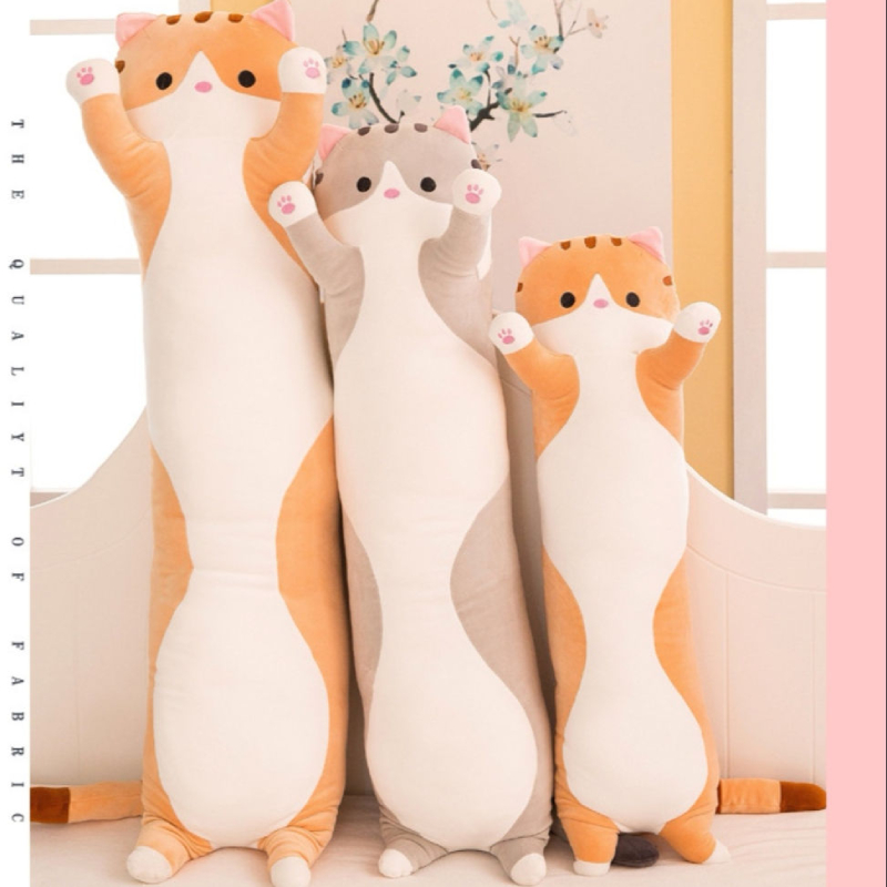 귀여운 대형 고양이 롱 바디필로우 수면 쿠션 모찌 찰떡 애착 안고자는 베개 인형