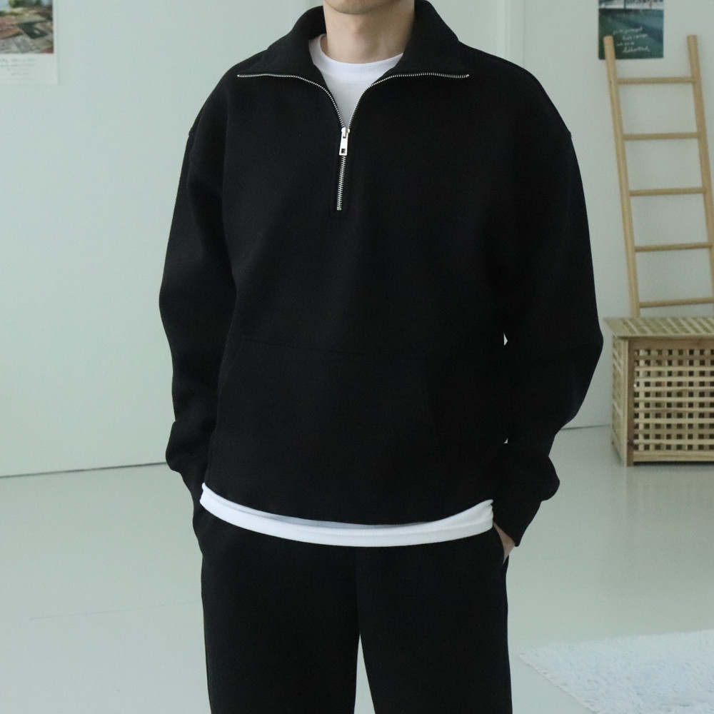 남자맨투맨 남자 반집업 아노락 오버핏 맨투맨